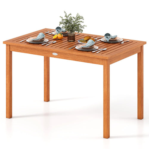 Tangkula Outdoor Dining Table for 4-6 People 48 Inches Wood Rectangular Patio Table