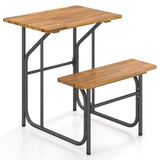 Tangkula Patio Dining Bench Set with Metal Legs for Balcony