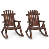 Tangkula Wood Outdoor Rocking Chairs Set of 1/2