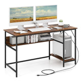 Tangkula 55 Inch Computer Desk with 4 Power Outlets & 2 USB Ports