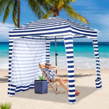 Tangkula 6x6 Ft Beach Cabana, Portable Beach Canopy with Detachable Sidewall