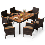 Tangkula 7 Pieces Outdoor Dining Set for Backyard