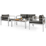 Tangkula 4 Piece Patio Aluminum Sofa Set, Contemporary Sofas & Coffee Table