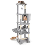 Tangkula Tall Cat Tree, 69 Inch Multi-Level Cat Tower with Sisal Scratching Post, Private Condo