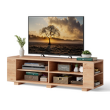Tangkula Wood TV Stand for TVs up to 65 Inch Flat Screen, Modern Entertainment Center with 8 Open Shelves