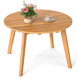 Tangkula 24.5 Inch Outdoor Acacia Wood Round Accent Bistro Patio Table with Slatted Tabletop