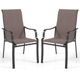 Tangkula Outdoor Dining Chairs with High Back & Curved Armrests