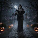 Tangkula 8.5 FT Halloween Animatronics Standing Grim Reaper with Sickle
