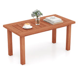 Tangkula Outdoor Coffee Table with Slatted Tabletop