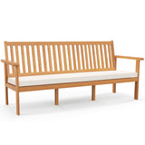 Tangkula Outdoor 3-Seat Wood Bench, 64 Inches Extra Long Acacia Chair w/Seat Cushion