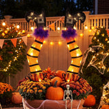 Tangkula Set of 2 Halloween Lighted Witch Legs Decorations with Stakes
