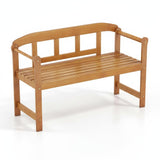 Tangkula Acacia Wood Outdoor Bench with Backrest and Armrests
