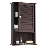 Tangkula Medicine Cabinet, Wall Mounted Bathroom Cabinet Single Door Wooden