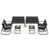 Tangkula 8 Piece Patio Rocking Set, 2 Rocking Chairs & Loveseat with Glass-Top Table