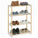 Tangkula 4-Tier Freestanding Shoe Stand with Slatted Open Shelves