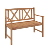Tangkula Patio Acacia Wood Bench, 2-Person Outdoor Loveseat Chair