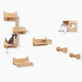 Tangkula 6 Pieces Cat Wall Furniture Set Kitten Wall Mounted Shelves