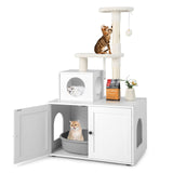 Tangkula Litter Box Enclosure with Cat Tree Tower, 2-in-1 Hidden Cat Washroom with Cat Condo