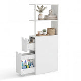 Tangkula Slim Bathroom Storage Cabine Narrow Toilet Paper Holder for Restroom