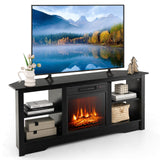Tangkula 58” Fireplace TV Stand, Home Entertainment Center with 18” 1400W Electric Fireplace