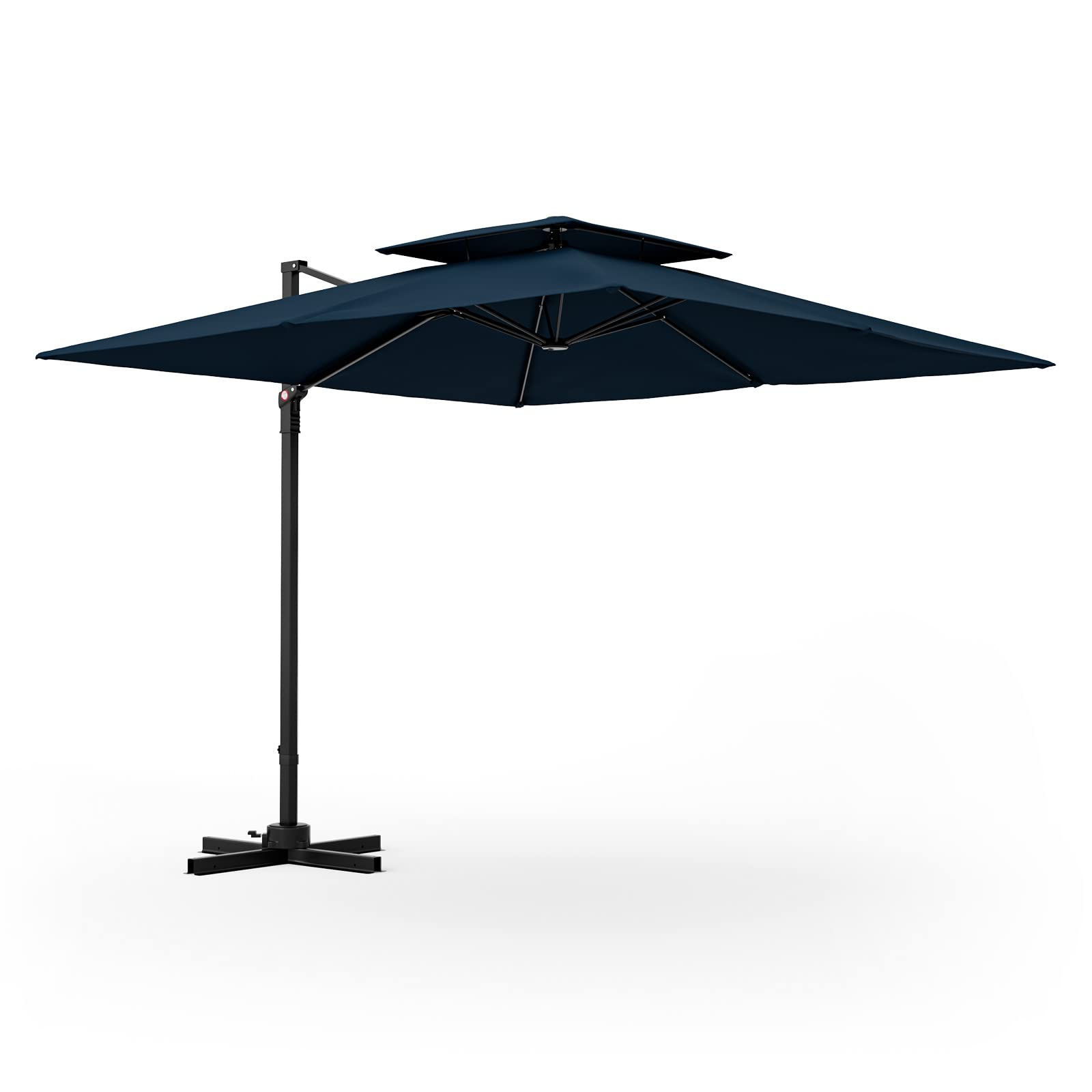 blue cantilever patio umbrella Tangkula Patio 9.5FT Square Cantilever Offset Umbrella Double Vented 360° Heavy Duty Navy