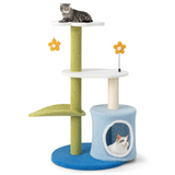 Tangkula Flower Cat Tree for Indoor Cats (Green & Blue)