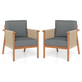 Tangkula Acacia Wood Patio Club Chair Boho Accent Chair（1/2/4）