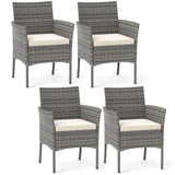 Outdoor PE Rattan Armchairs with Removable Cushions