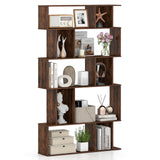 Tangkula Geometric Bookshelf 5-Tier Bookcase with Open Shelves and Closed-back Cubes