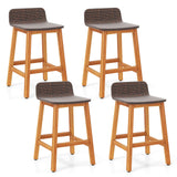 Tangkula Solid Acacia Wood Bar Stools Set of 2/4