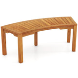 Tangkula Outdoor Acacia Wood Curved Garden Bench Fire Pit Bench Seat
