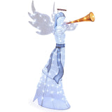 Tangkula 5 FT Christmas Lighted Angel with Trumpet, Outdoor Xmas Pre-Lit Angel with Halo