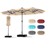 Tangkula 13 FT Double-Sided Rectangle Patio Umbrella with Base Included