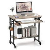 Tangkula Rolling Computer Desk Cart with Keyboard Tray