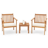 Tangkula 3 Pieces Patio Wood Furniture Set