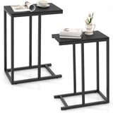 Tangkula C-Shaped End Table Slide Under Couch TV Tray