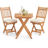 Tangkula Acacia Wood Patio Bistro Set 3