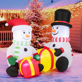 Tangkula 5 FT Christmas Inflatables, 2 Cute Blow-up Snowman with Gift Boxes