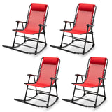 Outdoor Folding Rocking Chair, No Assembly Required, Foldable Rocker Recliner with Headrest