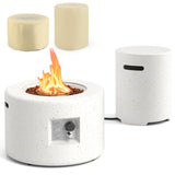 Tangkula Propane Fire Pit Table Set, 25.5” Round Terrazzo Gas Fire Pit with Hideaway Tank Holder