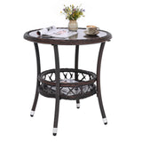 Tangkula Outdoor Rattan Side Table with Metal Frame (1/2)