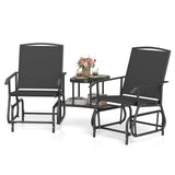 Tangkula 2-Seater Outdoor Glider Bench with 2-Tier Center Table
