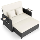 Tangkula Patio Rattan Daybed with 4 Level Adjustable Backrest