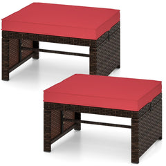 Tangkula 2 Pieces Patio PE Rattan Ottomans
