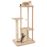 Tangkula Wood Cat Tree for Indoor Cats, Multi-Level Modern Cat Tower with Sisal Scratching Board & Post
