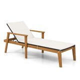 Tangkula Outdoor Chaise Lounge Chair, Rattan Patio Chaise with Armrests & 4-Level Backrest