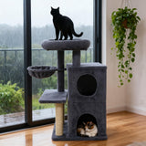 Tangkula 33.5 Inch Cute Cat Tower with 2-Tier Large Condo