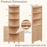 Tangkula 68" Tall 6-Tier Bathroom Corner Cabinet with Fluted Doors
