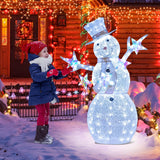 Tangkula 5 FT Christmas Lighted Snowman with Stars