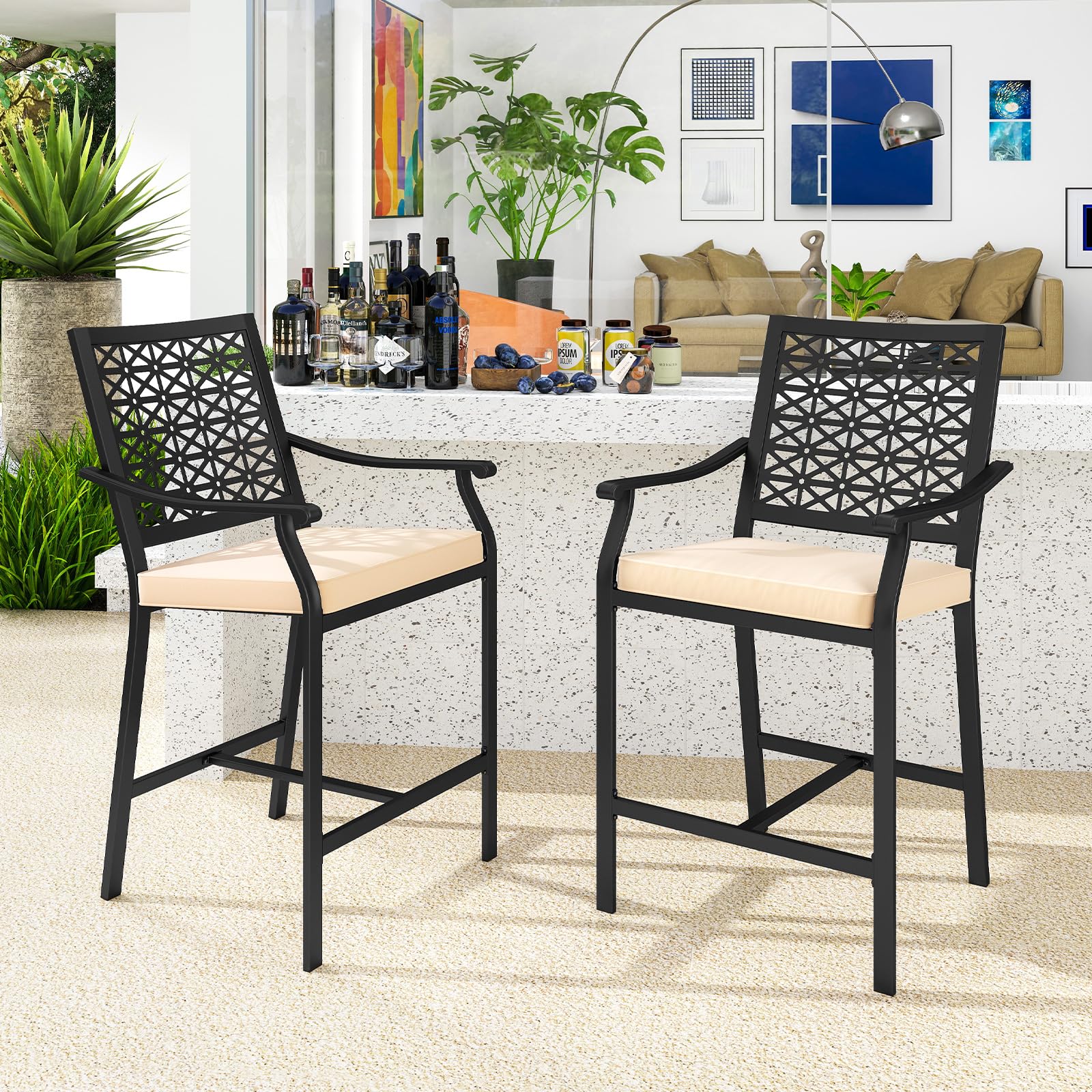 Chaise Pliante Extérieur Tangkula Outdoor Barstools Set Of